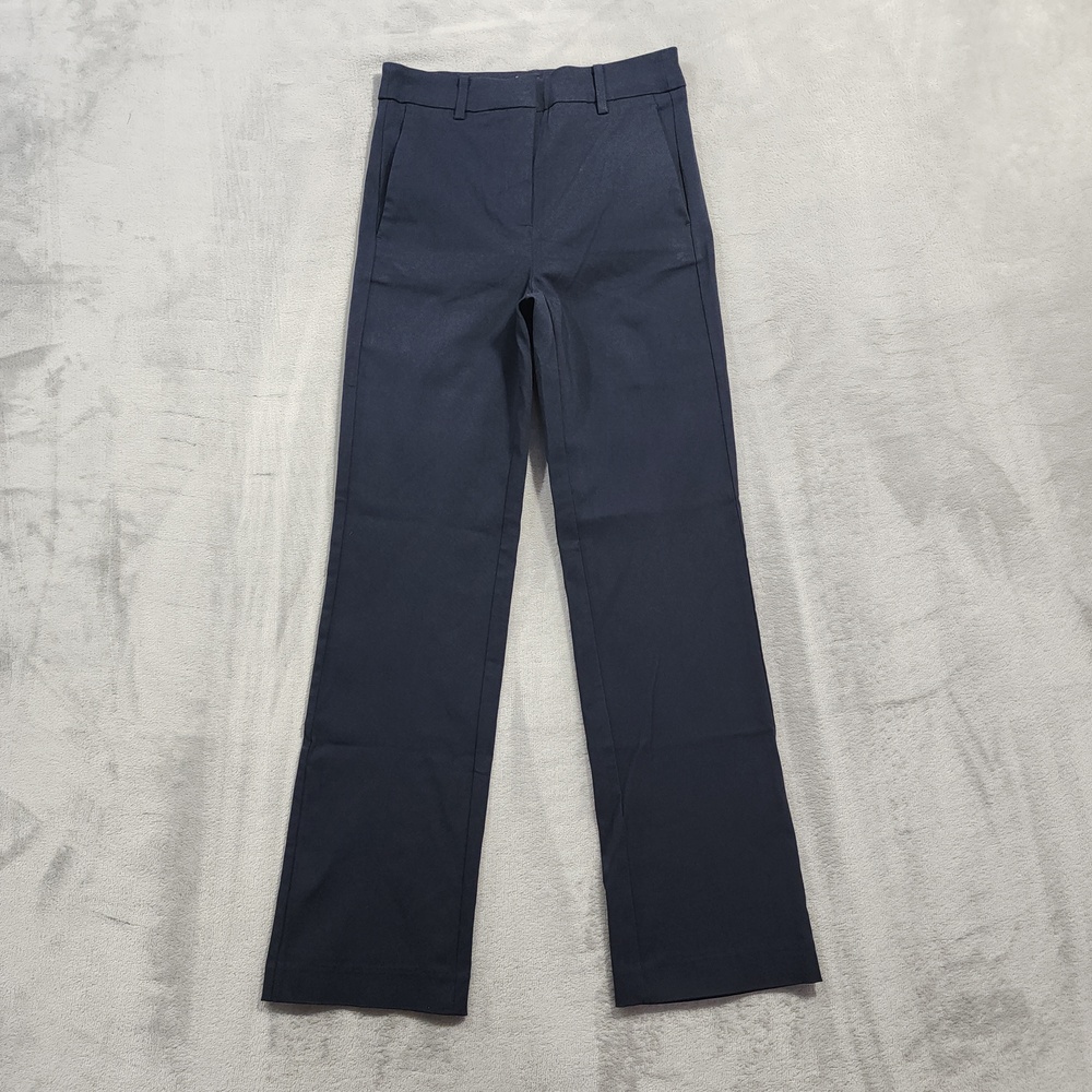 NEW Mango Pants Womens 2 Blue Twill Straight Leg Dress Lined Stretch Office
